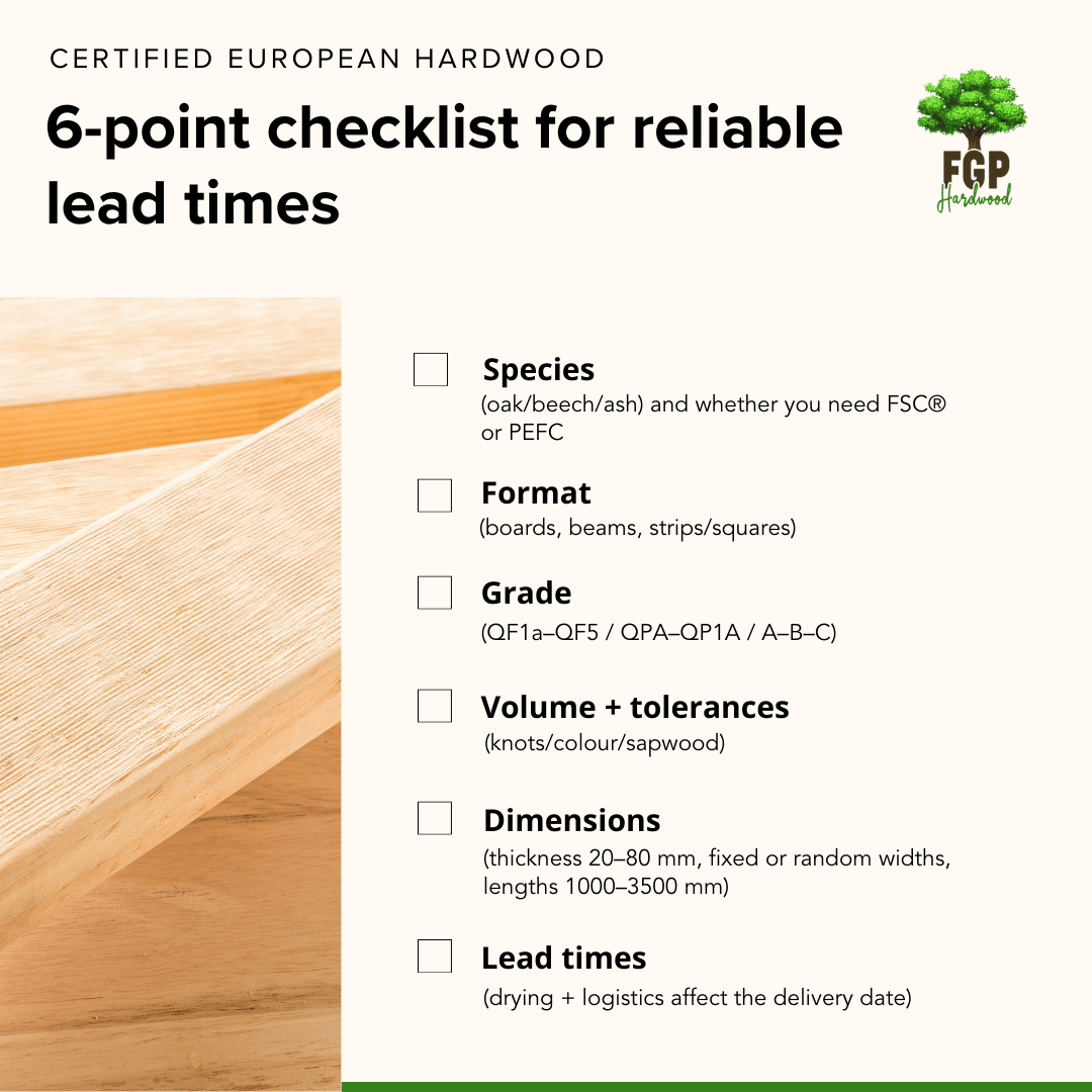 PEFC & FSC Certified European Hardwood 6-point checklist for reliable lead times. PEFC & FSC Certifi