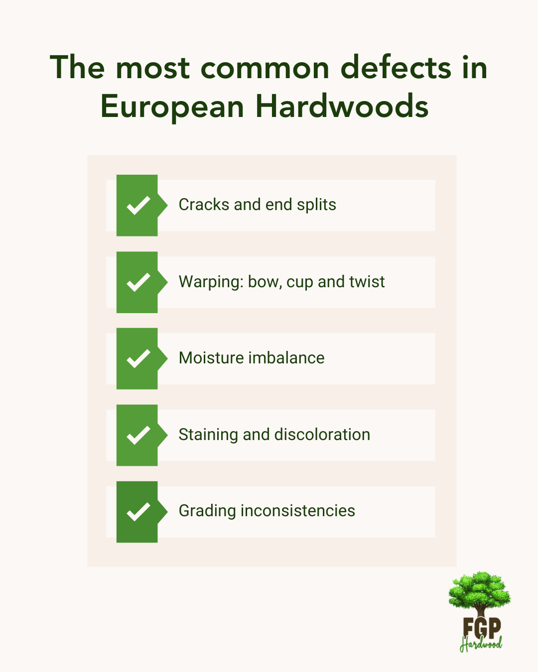 The most frequent defects in European hardwoods